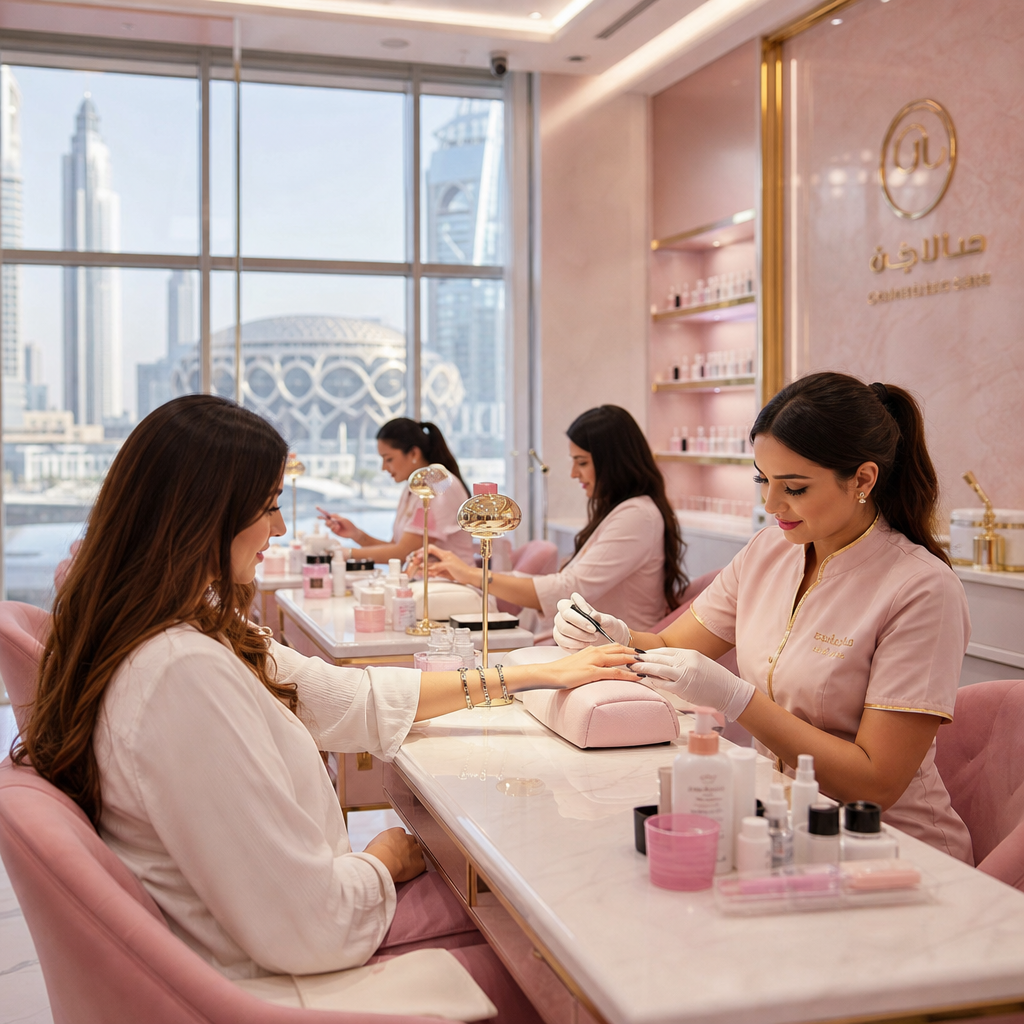 Professional ladies salon in Sharjah offering hair, beauty, nail, facial, and spa services for women searching for a salon near me