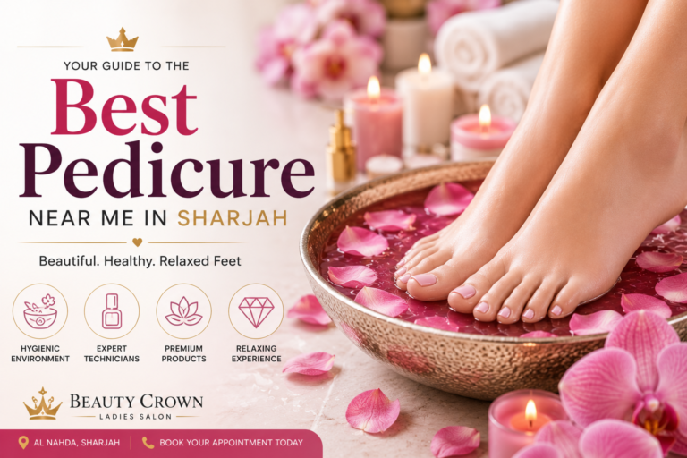 Professional pedicure service at Beauty Crown Ladies Salon in Sharjah