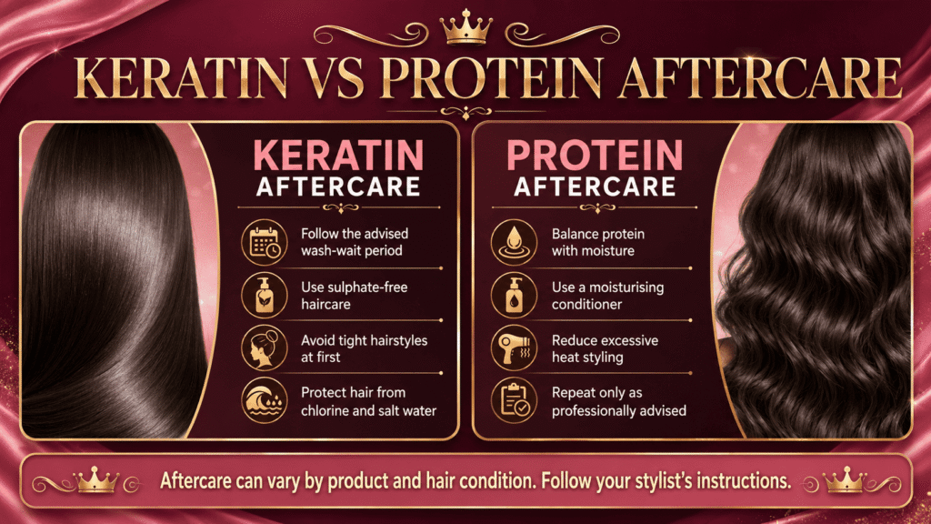 Keratin vs protein treatment aftercare instructions and haircare comparison