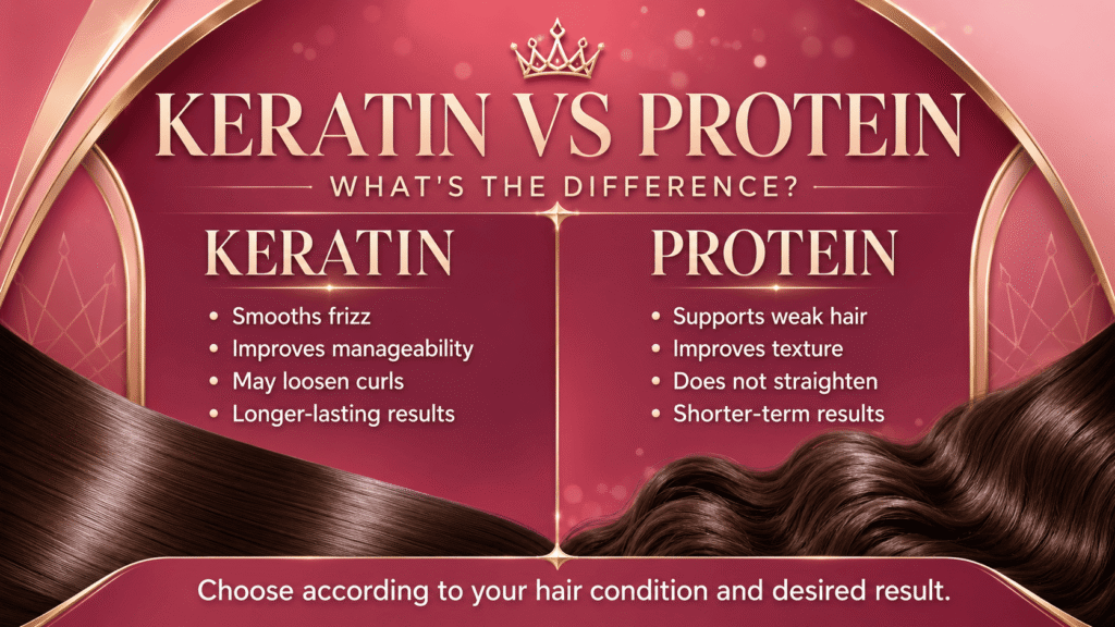 Keratin vs protein treatment comparison for different hair needs